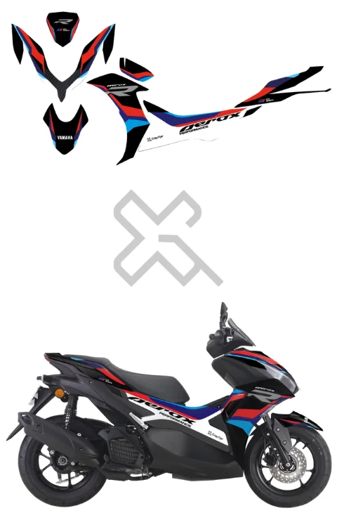 R Edition Full Body Sticker Compatible with Aerox 155 | Made In Premium Gloss Vinyl With FPF(Fade Protection Film), Water Proof, Precut Sticker, Pack Of 1 Compatible with Both Side